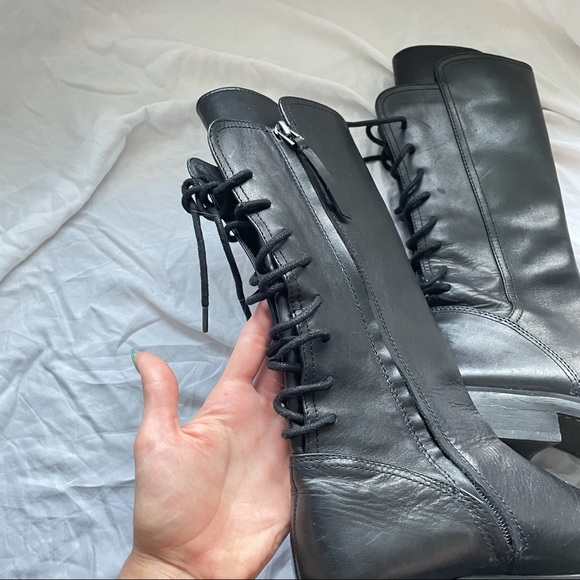 Sam Edelmen Franka Black Lace up Back Boots Size 6.5 - Picture 4 of 8